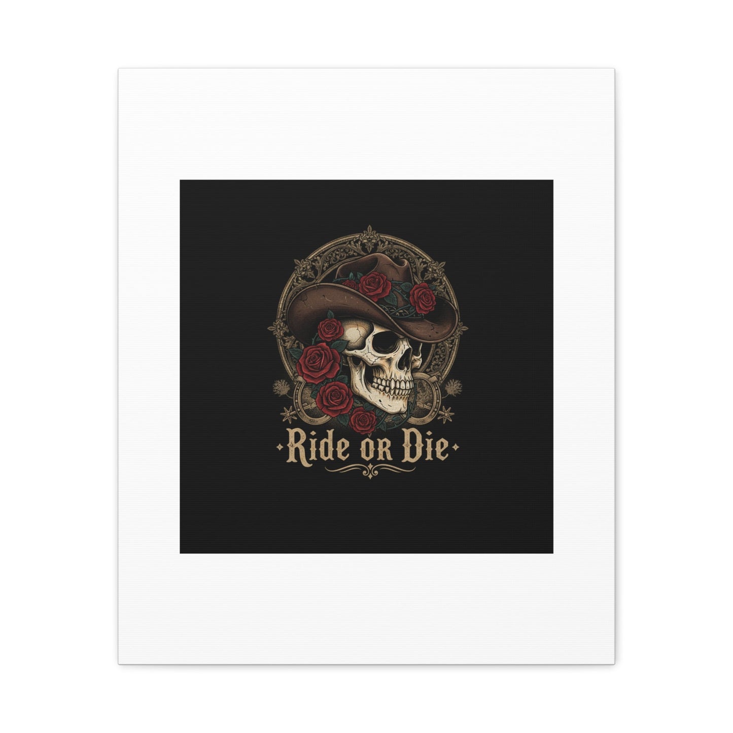 Ride or Die Skull Canvas | Western Skull Art, Gothic Americana