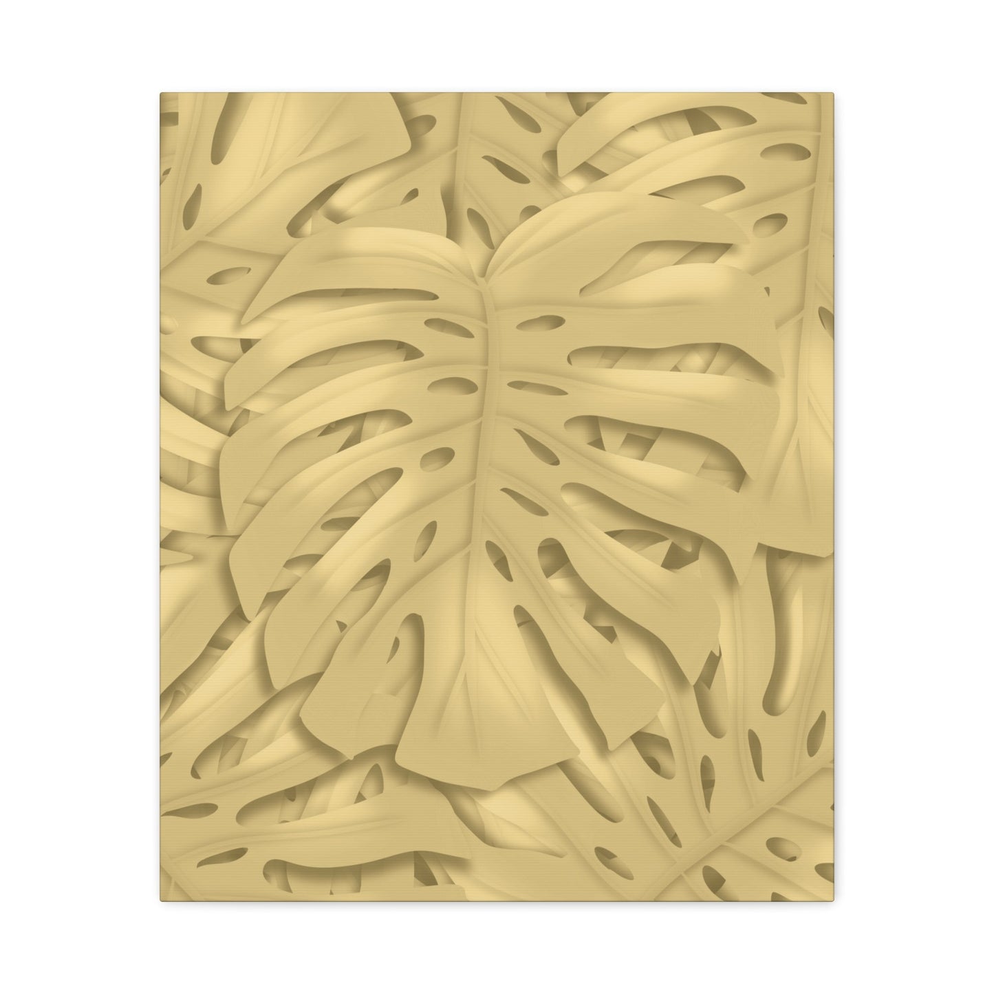 Golden Monstera Canvas Print – Botanical Wall Art