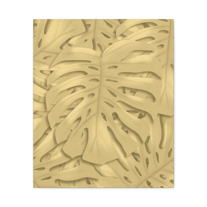 Golden Monstera Canvas Print – Botanical Wall Art