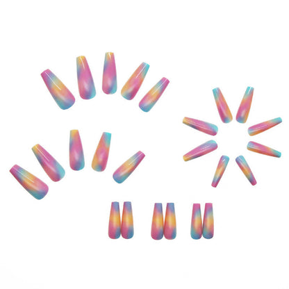 Women's Fashion Ballet Rainbow Fake Nail Art