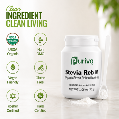 Stevia Reb M powder, (Reb-M | Rebaudioside M), 60 grams | 2,000 servings, Puriva Nutrition