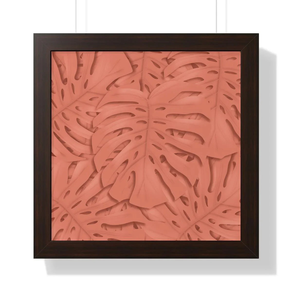 Coral Monstera Framed Print – Botanical Wall Art