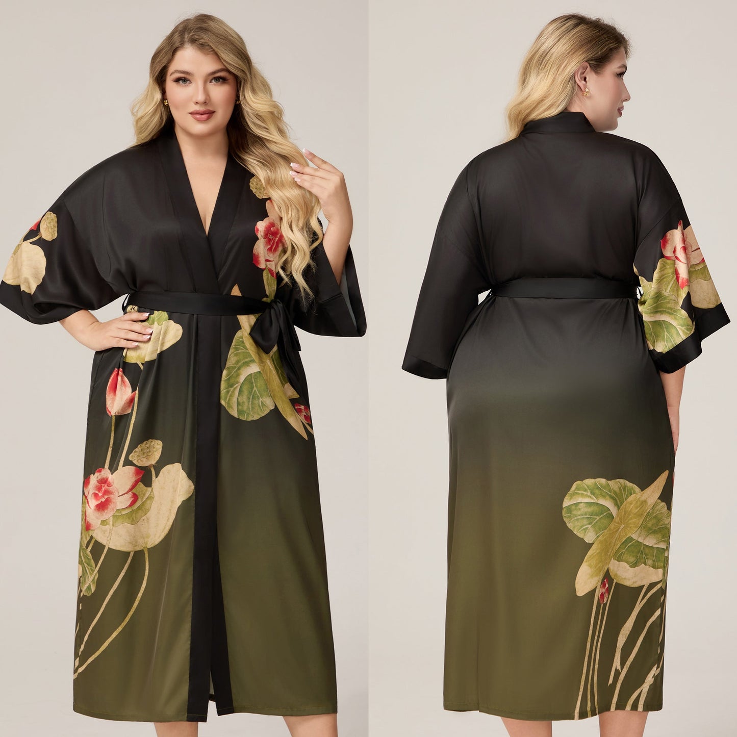 Womens Luxe Satin Robe - Lightweight Imitation Silk Loungewear & Sleepwear