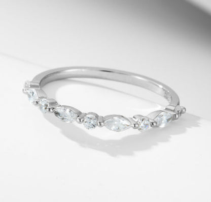 S925 Sterling Silver Super Shiny Ice Flower Cut Zircon Ring Suit