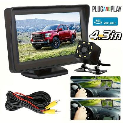 8LED Night Vision Reversing Camera HD 4.3 Inch Monitor Wide Angle Parking System for Multi Vehicle Safety Backup