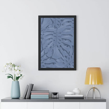 Blue Monstera Framed Print – Botanical Wall Art