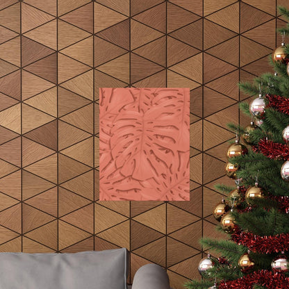 Coral Monstera Botanical Print – Unframed Wall Art