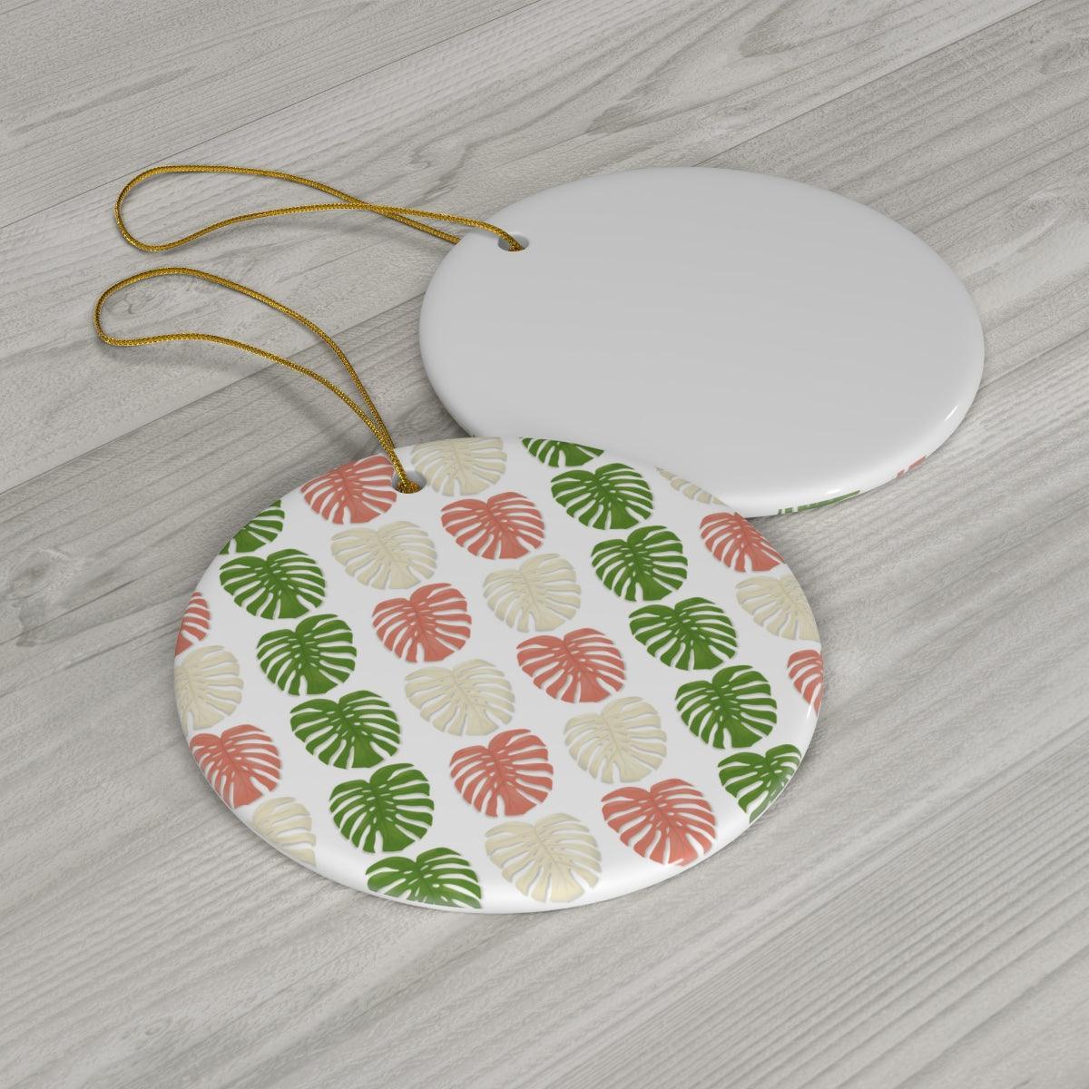 Monstera Pattern Ceramic Ornament