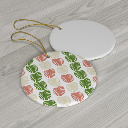 Monstera Pattern Ceramic Ornament