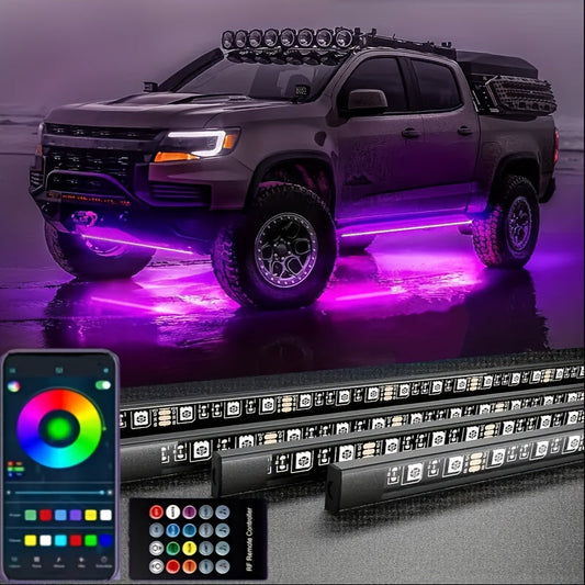 Car Lighting Kit, RGB Floor Lighting with Music Synchronization, Remote And App Control, Multiple Color Combinations, Remote Compatibility