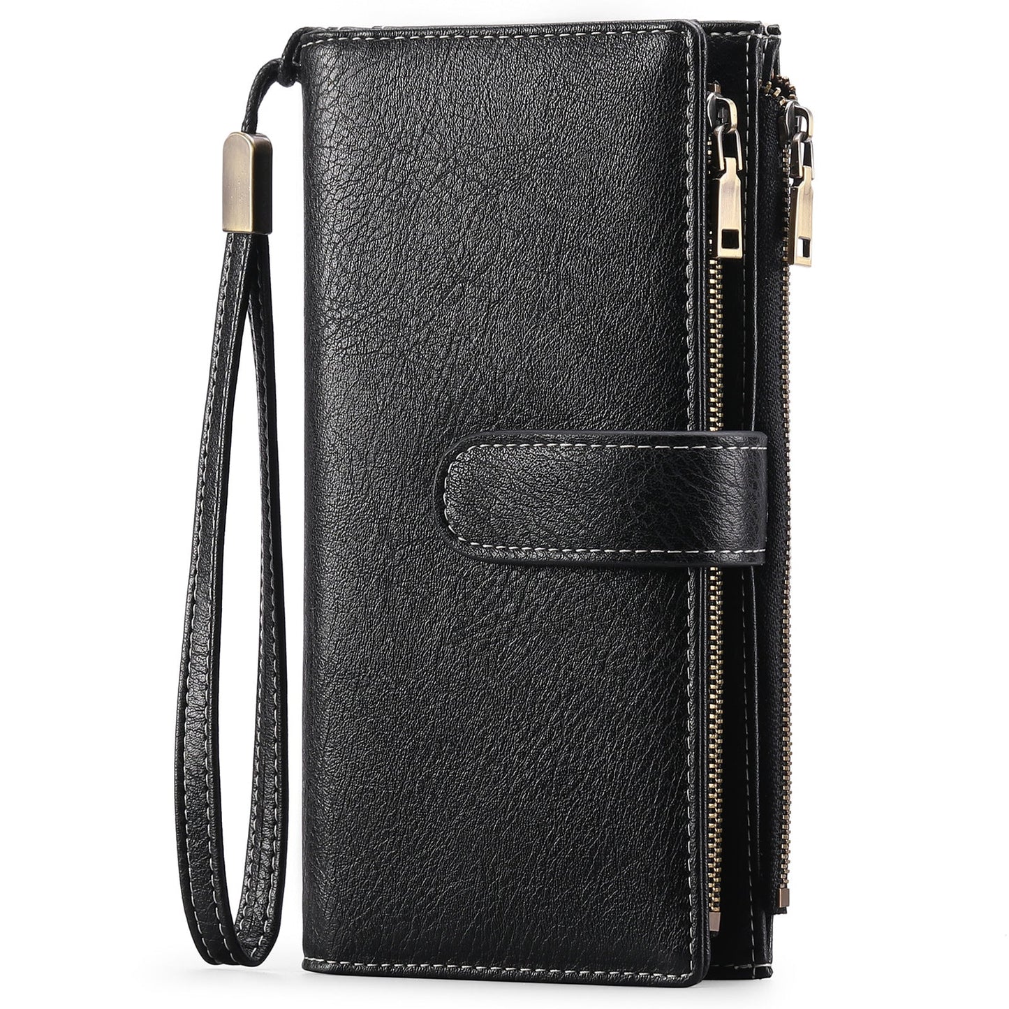RFID Blocking Vintage Tri-fold Wallet - Multi-functional Oil Wax Leather Purse