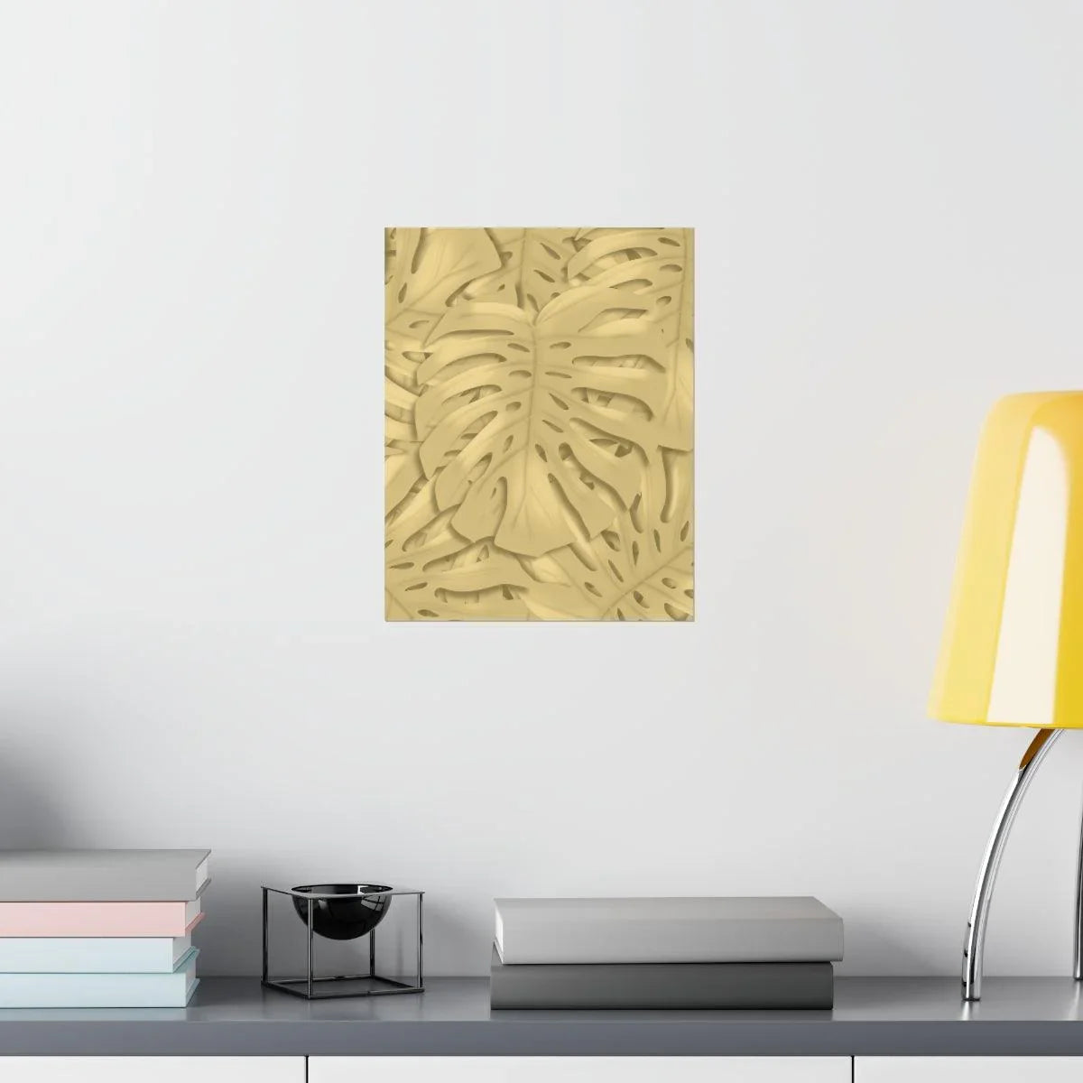 Golden Monstera Botanical Print – Unframed Wall Art