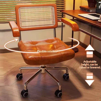 Wicker Computer Chair A Comfortable Height-adjustable Swivel Chair