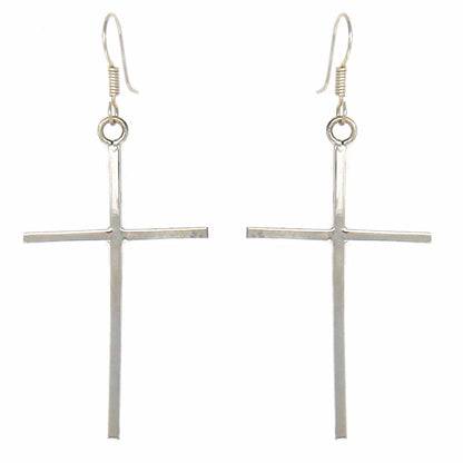 Sterling Silver Cross Drop Earrings
