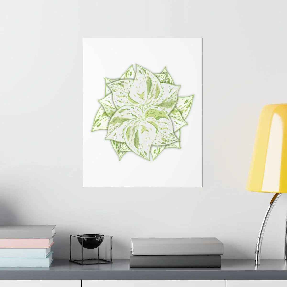 Snow Queen Pothos Botanical Print – Unframed Wall Art