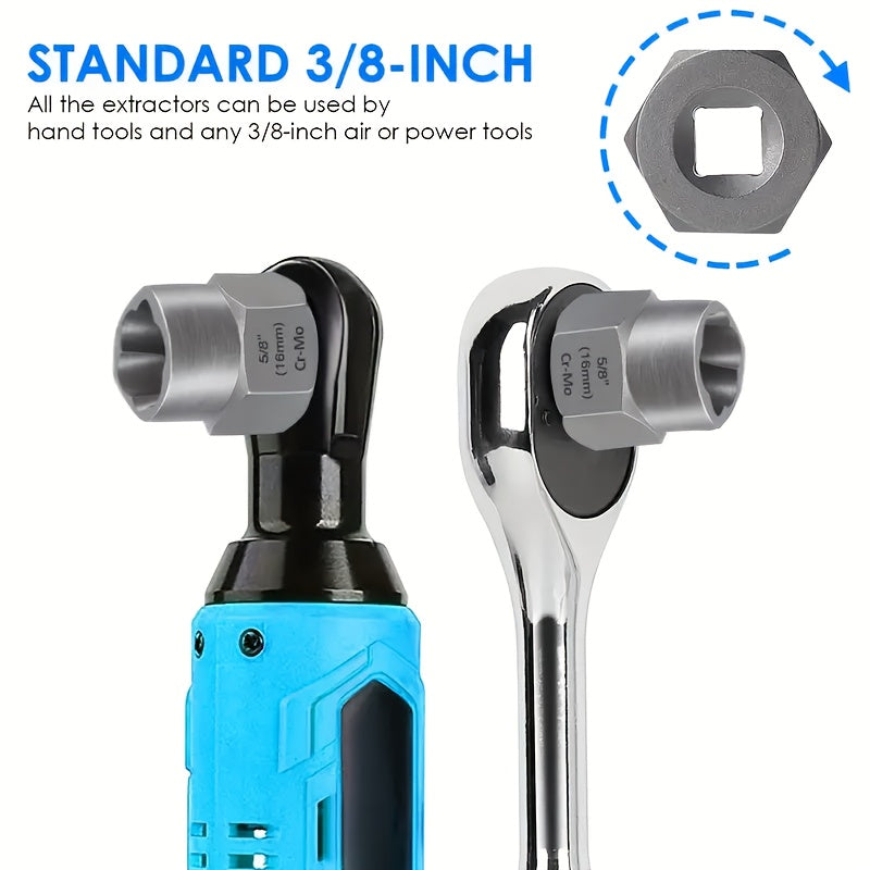 YCUPUP Nut Extractor Kit 14pcs Nut Removal Tool With 13 Bolts And Nut Removers, 1 Hex Socket Adapter For 1/4" To 3/8" Drives