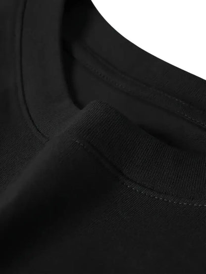 Mens Black Cotton T Shirt Rhino Crown Graphic Print Short Sleeve Hip Hop Streetwear For Casual Daily Wear