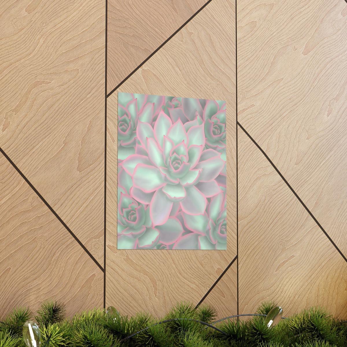 Echeveria Violet Queen Succulent Pattern Botanical Print – Unframed Wall Art