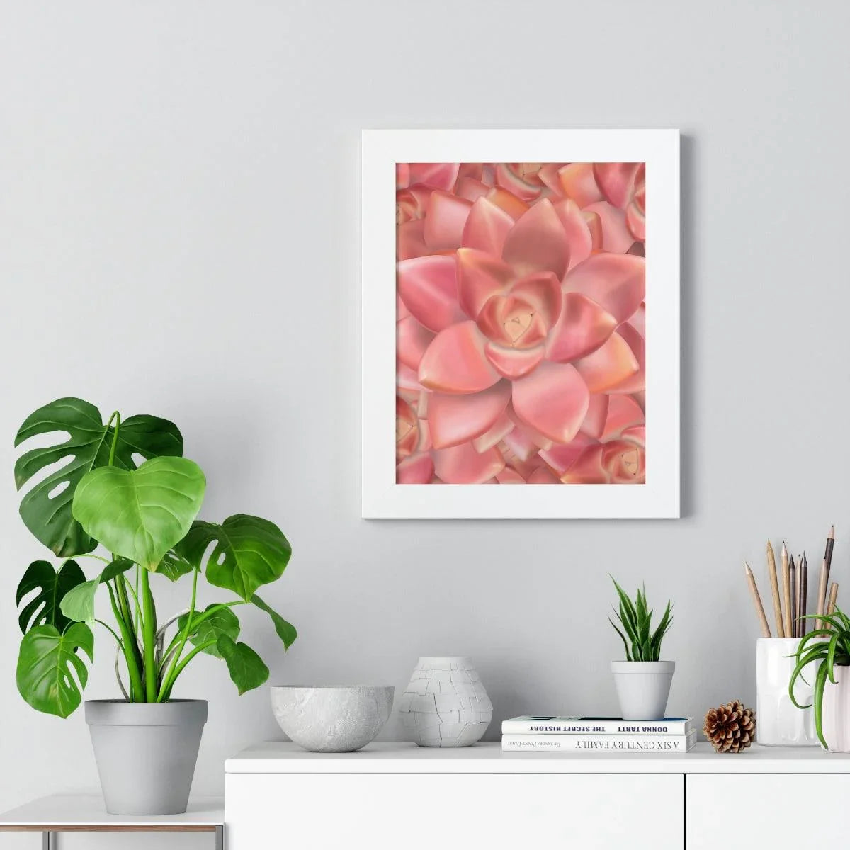 Graptosedum California Sunset Succulent Pattern Framed Print – Botanical Wall Art