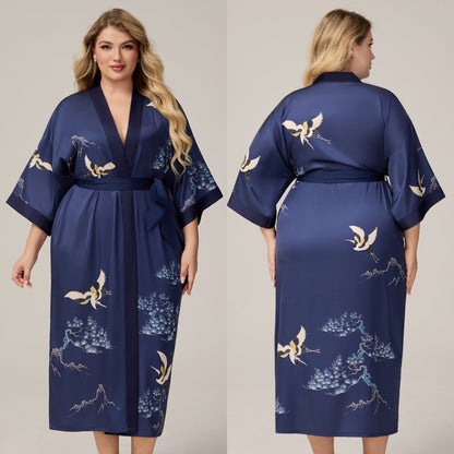 Womens Luxe Satin Robe - Lightweight Imitation Silk Loungewear & Sleepwear