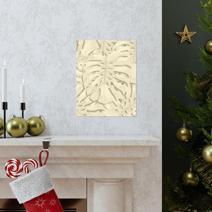 Beige Monstera Botanical Print – Unframed Wall Art