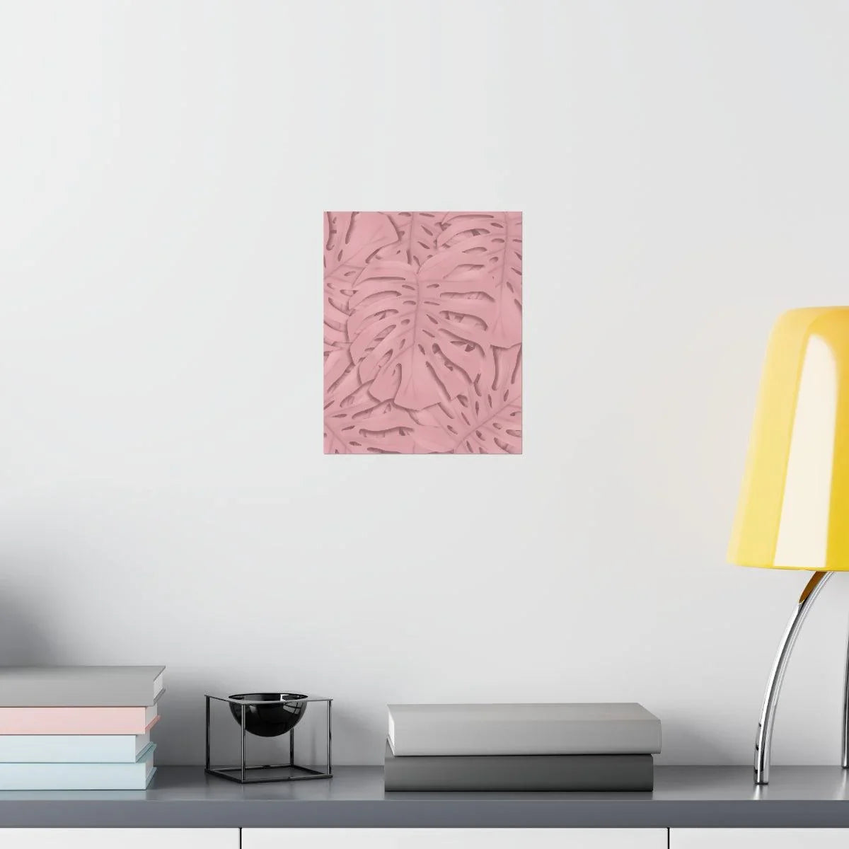 Soft Pink Monstera Botanical Print – Unframed Wall Art