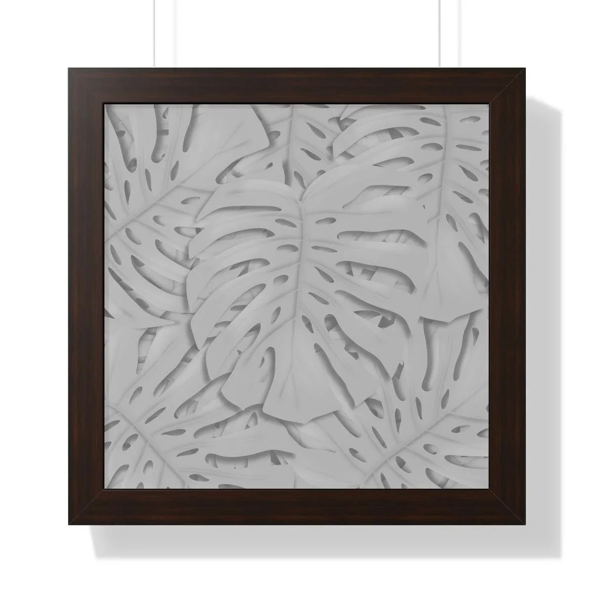 Soft Grey Monstera Framed Print – Botanical Wall Art