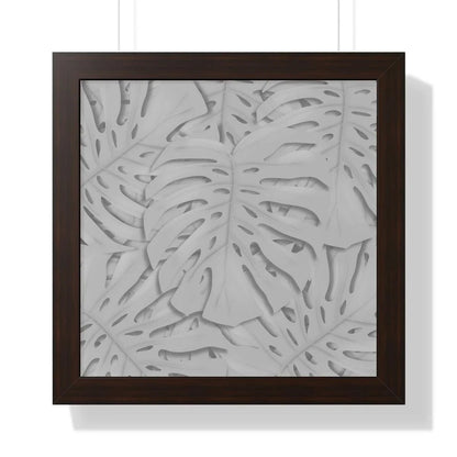 Soft Grey Monstera Framed Print – Botanical Wall Art