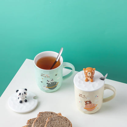 Three-dimensional Ceramic Cup With Lid Spoon