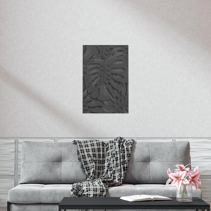 Charcoal Monstera Botanical Print – Unframed Wall Art