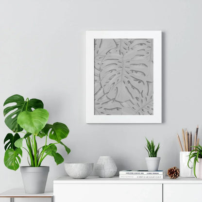 Soft Grey Monstera Framed Print – Botanical Wall Art
