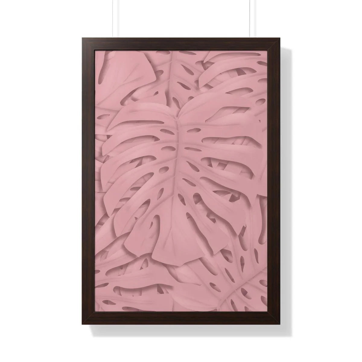 Soft Pink Monstera Framed Print – Botanical Wall Art