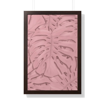 Soft Pink Monstera Framed Print – Botanical Wall Art