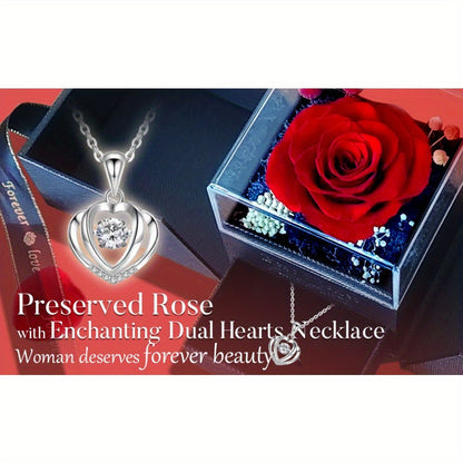 Preserved Real Rose | Perfect Eternal Flowers Rose Gifts with Necklace for Mom, Girlfriend for Mother'S Day, Valentine's, Anniversary, Thanksgiving, or Christmas | Blue Color, Metal Material