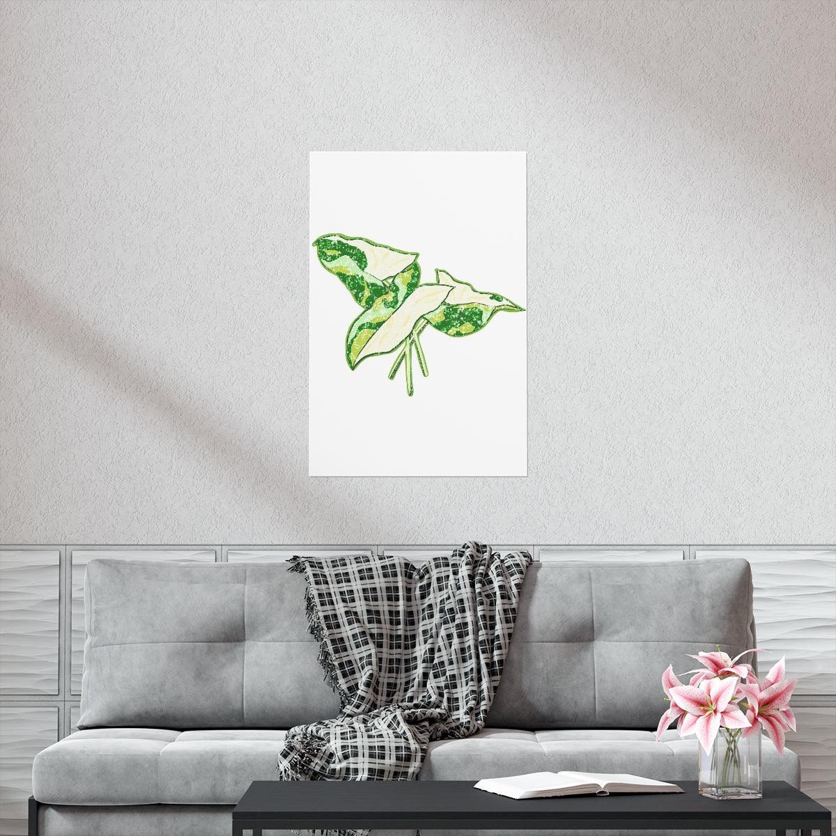Marble Syngonium Botanical Print – Unframed Wall Art