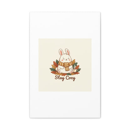Cozy Bunny Illustration Canvas | Cute Critter Winter Forest Art