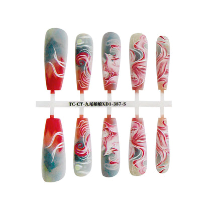 Nine-tail Lady Long Ladder Plated Crystal Suede Frosted Sealing Nail Art