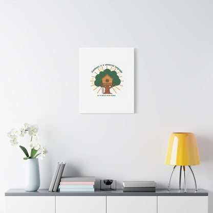 Kindness Is a Universal Language Canvas | Eco Humor, Treehouse Art