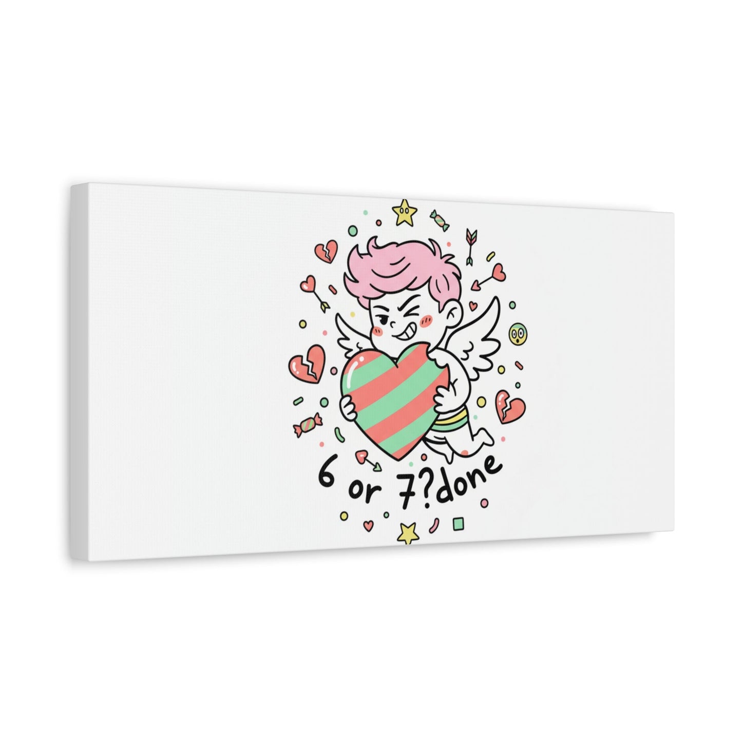 Weird Cupid heart illustration Canvas | Weird Valentine, quirky chaotic love