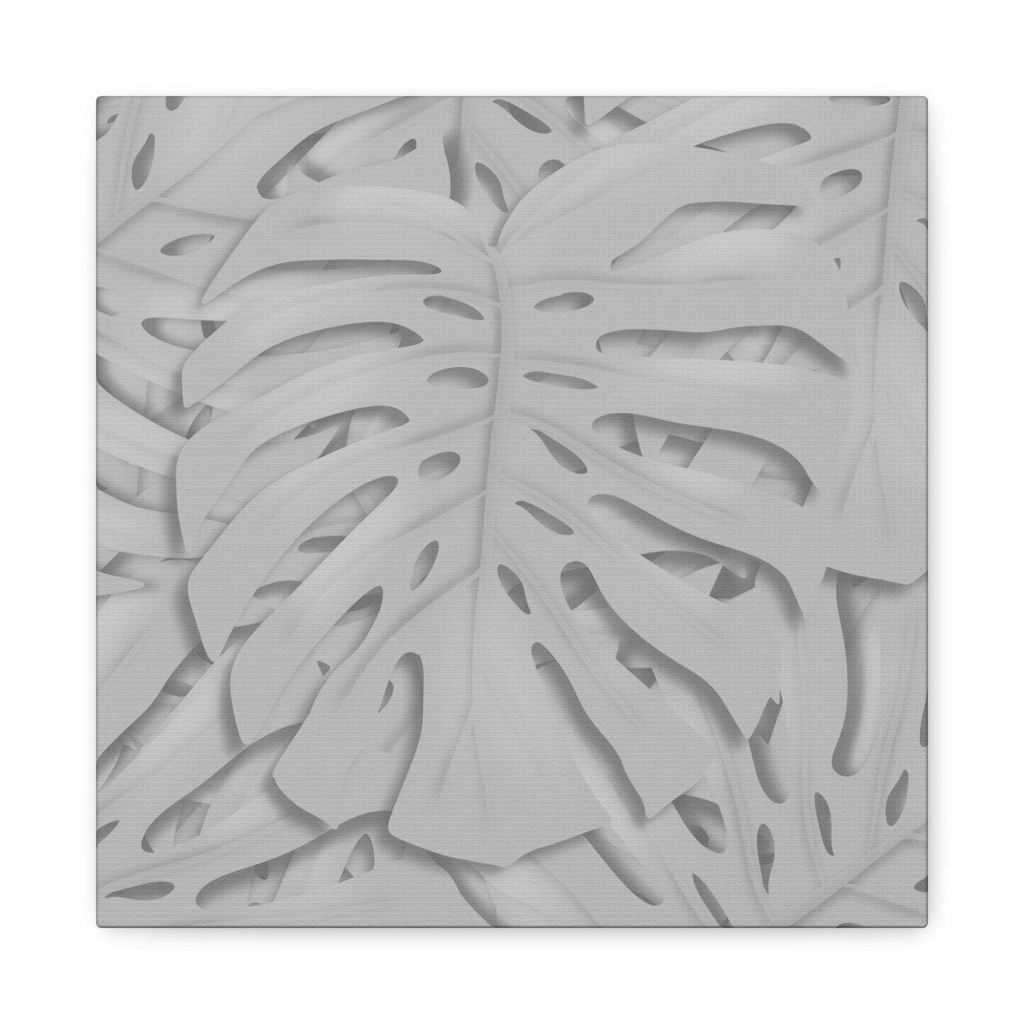 Soft Grey Monstera Canvas Print – Botanical Wall Art