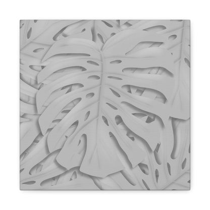 Soft Grey Monstera Canvas Print – Botanical Wall Art