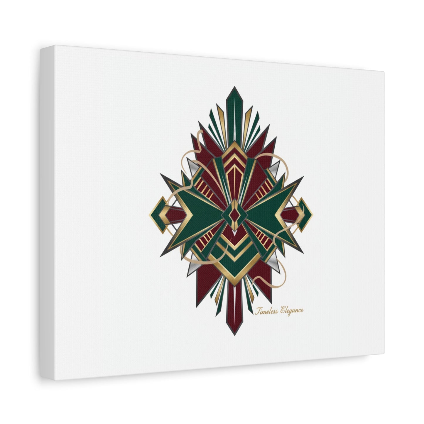 Art Deco geometric brass print Canvas | Neo-Deco chrome & gold fan motif
