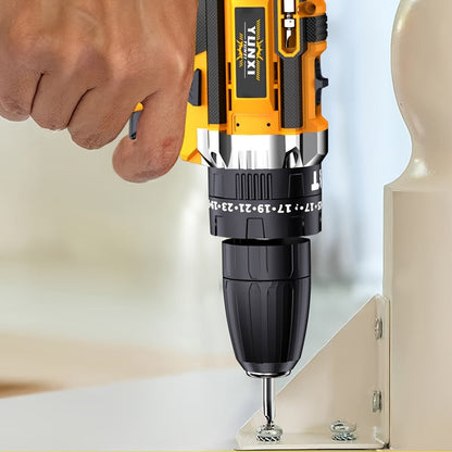 21V Multi-function Impact Drill Set Wireless Power w/ Battery And Quick Charger