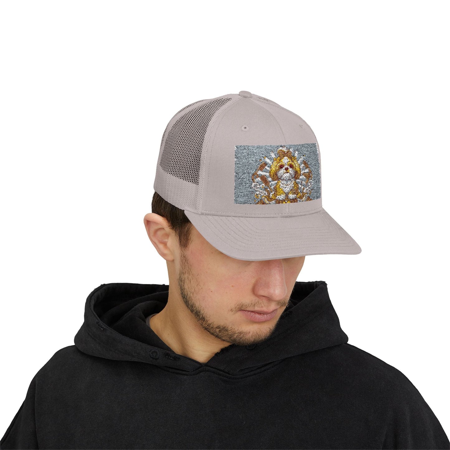 Trucker Cap — Gold Floral Mandala Patch Snapback