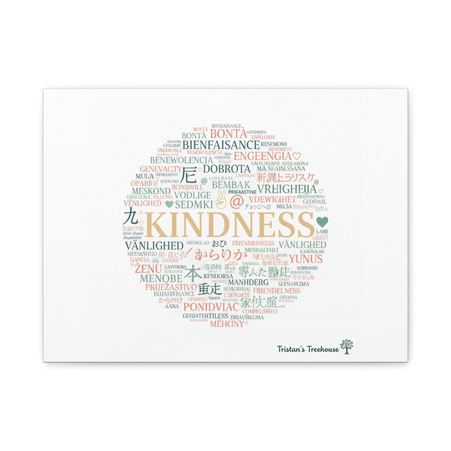 Kindness Word Cloud Canvas | Fresh Start Minimalist Wall Art