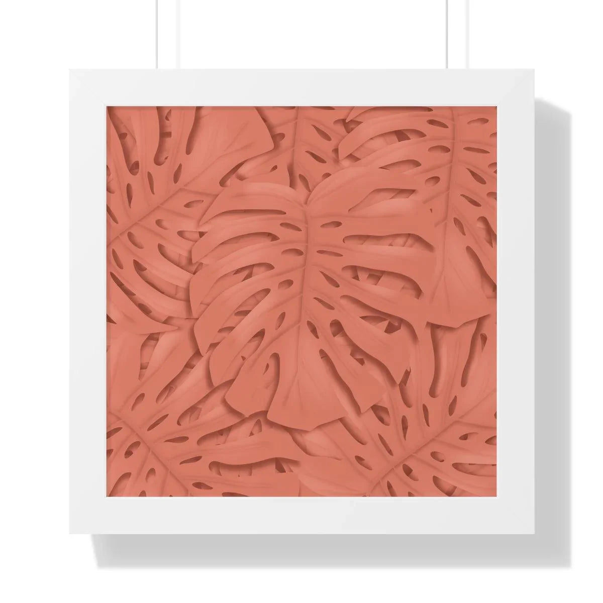 Coral Monstera Framed Print – Botanical Wall Art