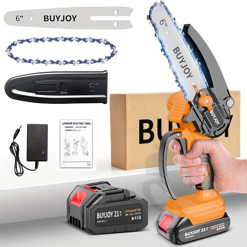 6-inch Cordless Lightweight Electric Landscaping Chainsaw w/ L-ion Battery, Chain And Fast Charger