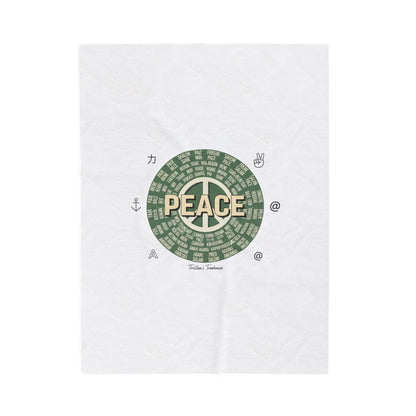 Handwritten Peace Doodle Velveteen Plush Blanket | Sketch Aesthetic, Cozy Pastel