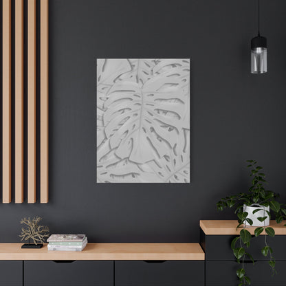 Soft Grey Monstera Canvas Print – Botanical Wall Art