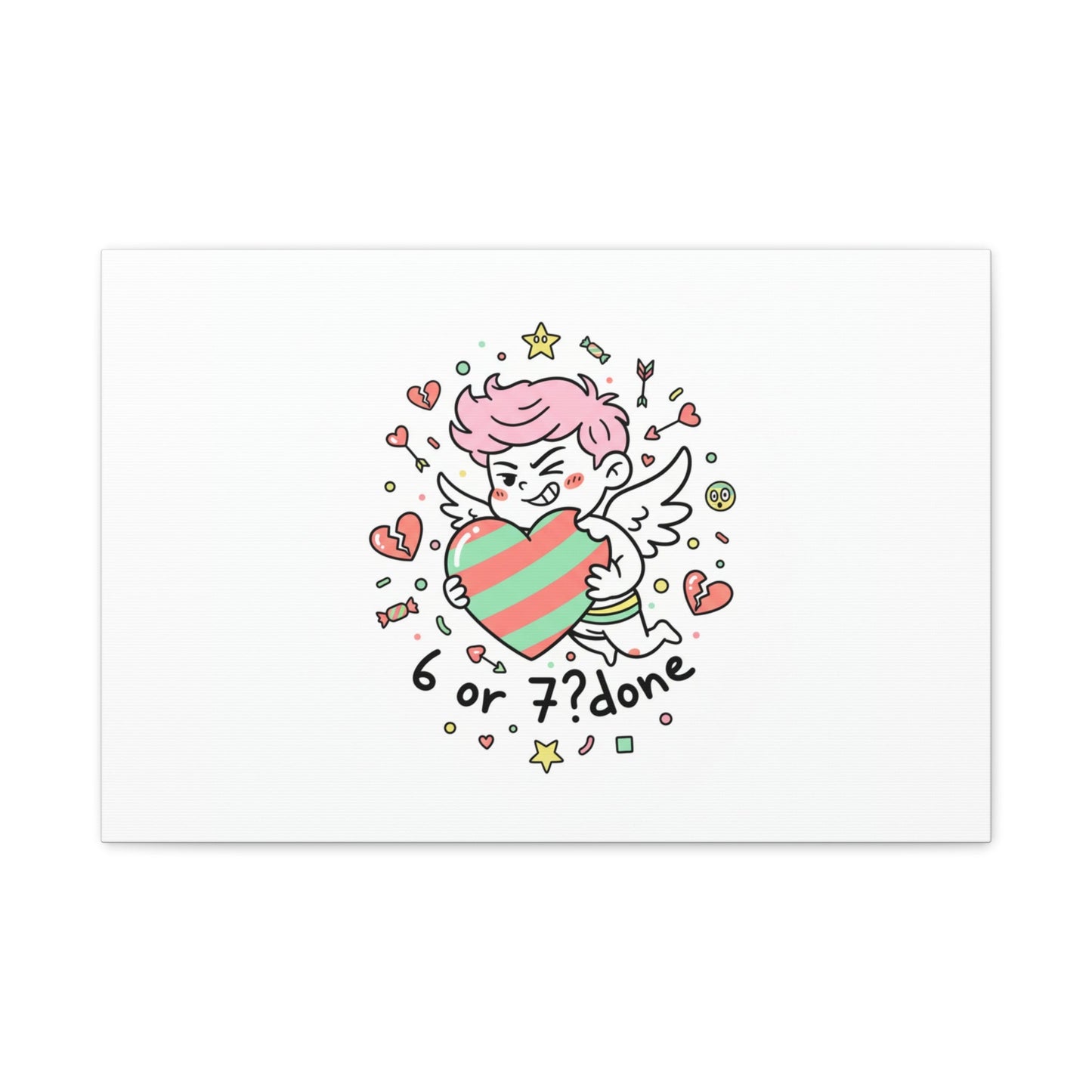Weird Cupid heart illustration Canvas | Weird Valentine, quirky chaotic love